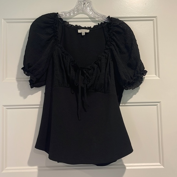 Status by Chenault Plaid Overlay Bodice Top Medium Black - Picture 4 of 13